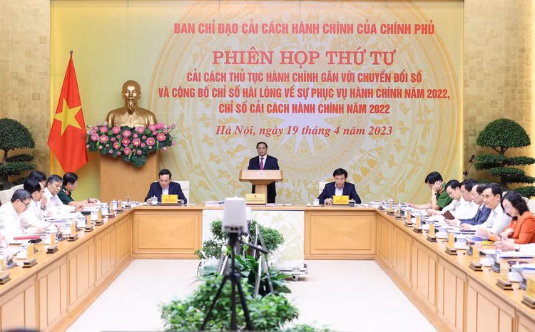 Thủ tướng Phạm Minh Chính chủ trì Phiên họp thứ 4 của Ban Chỉ đạo cải cách hành chính của Chính phủ. Ảnh: Quý Bắc