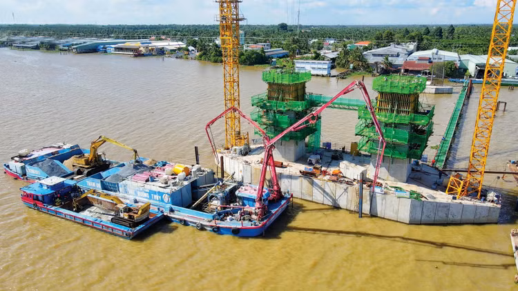 Công trình cầu Rạch Miễu 2 nối tỉnh Tiền Giang và tỉnh Bến Tre. Ảnh: Mỹ Lệ