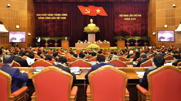 Toàn cảnh khai mạc Hội nghị lần thứ 2 Ban Chấp hành Trung ương Đảng khóa XIII. Ảnh: Quý Bắc