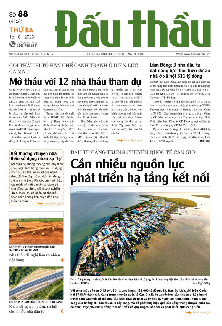Báo Đấu thầu số 88 ra ngày 16/5/2023