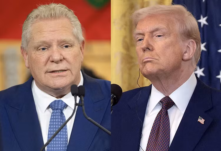 Thủ hiến Ontario Doug Ford (trái) và Tổng thống Mỹ Donald Trump