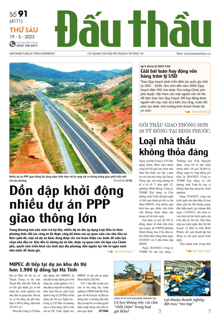 Báo Đấu thầu số 91 ra ngày 19/5/2023