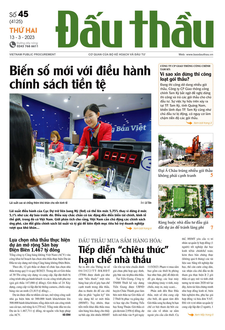 Báo Đấu thầu số 45 ra ngày 13/3/2023