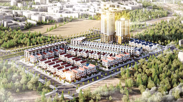 Dự án Osaka-Garden (Bắc Châu Giang) tại Ninh Bình đang được IDICO-CONAC xúc tiến bán hàng và hoàn thiện pháp lý cho 45 căn biệt thự. Ảnh phối cảnh dự án