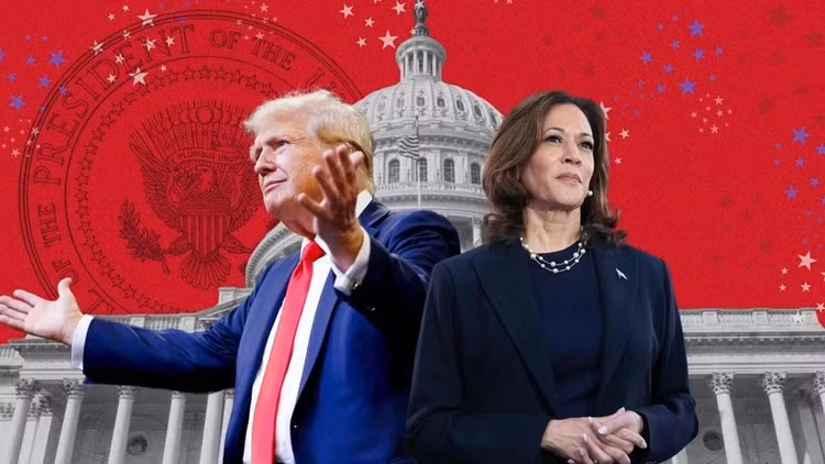 Cuộc đua vào Nhà Trắng năm nay giữa ông Donald Trump và bà Kamala Harris dự báo sẽ là diễn ra rất sít sao. (Nguồn: The Australian)