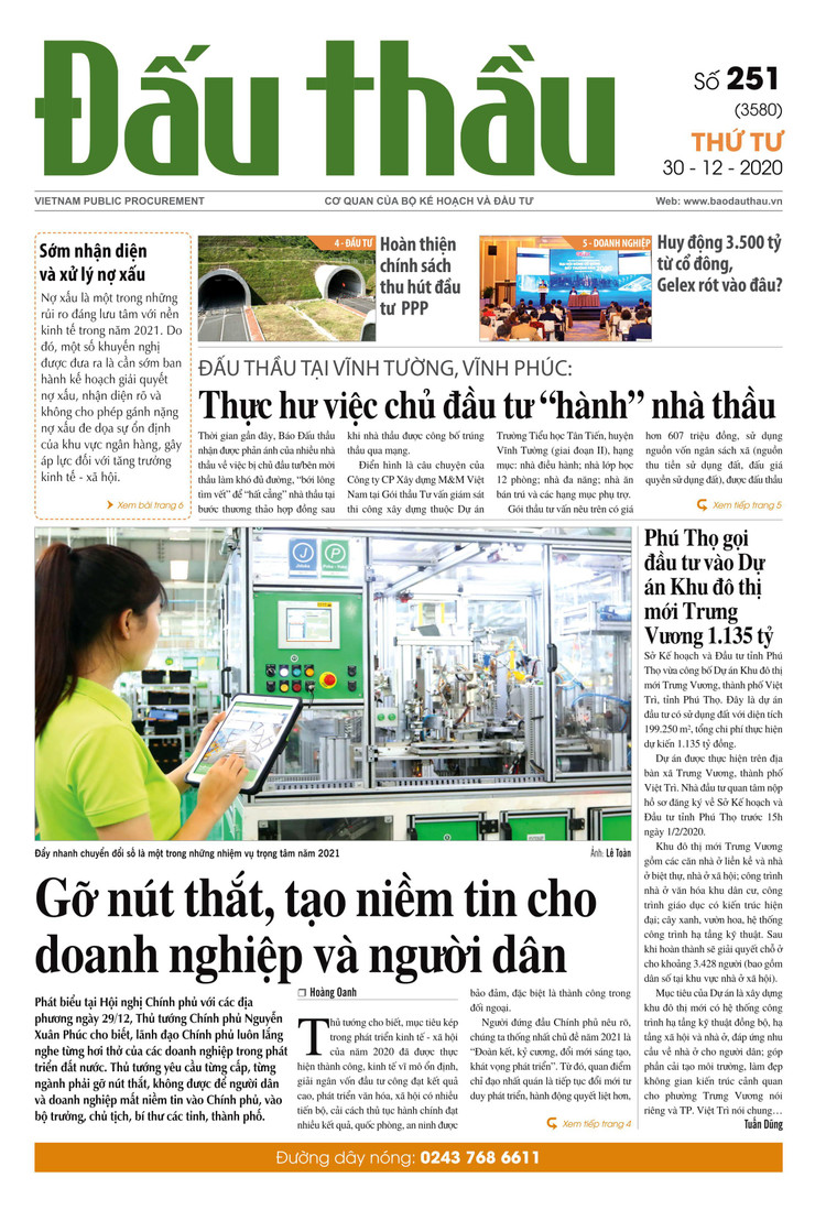 Báo Đấu thầu số 251 ra ngày 30/12/2020