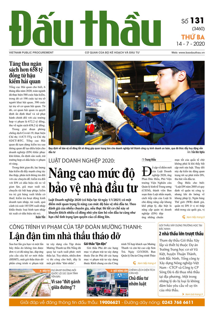 Báo Đấu thầu số 131 ra ngày 14/7/2020