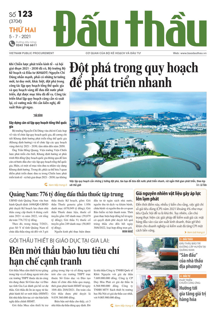 Báo Đấu thầu số 123 ra ngày 5/7/2021