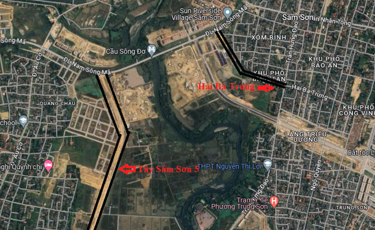 Dự án xây dựng tuyến đường Tây Sầm Sơn 5 và tuyến đường Hai Bà Trưng, TP. Sầm Sơn có tổng mức đầu tư 369,5 tỷ đồng, gồm 7 gói thầu