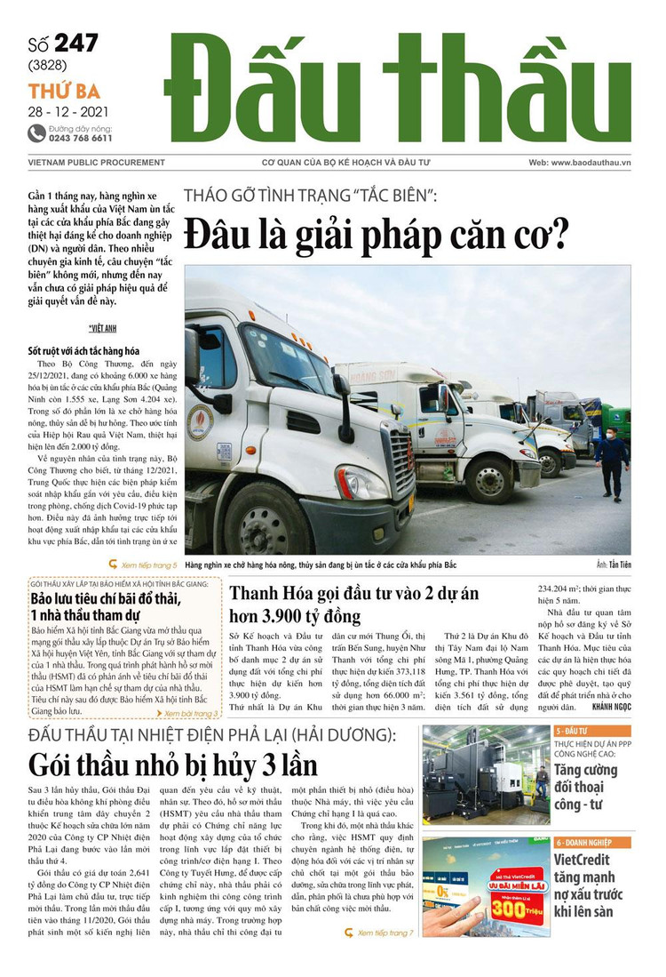 Báo Đấu thầu số 247 ra ngày 28/12/2021
