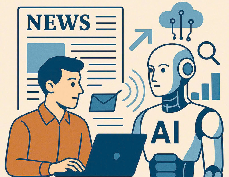 AI được dự báo sẽ thay đổi công việc của nhà báo nhiều hơn là thay thế họ. Ảnh: Nhã Chi AI