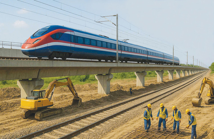 Nhiều dự án hạ tầng đường sắt nhằm tăng cường kết nối liên vùng đang được gấp rút chuẩn bị đầu tư. Ảnh: AI Nhã Chi