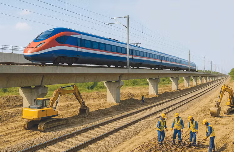 Nhiều dự án hạ tầng đường sắt nhằm tăng cường kết nối liên vùng đang được gấp rút chuẩn bị đầu tư. Ảnh: AI Nhã Chi