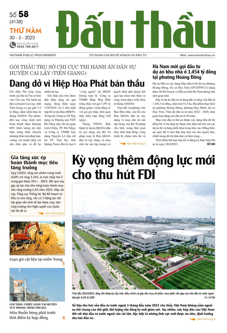 Báo Đấu thầu số 58 ra ngày 30/3/2023