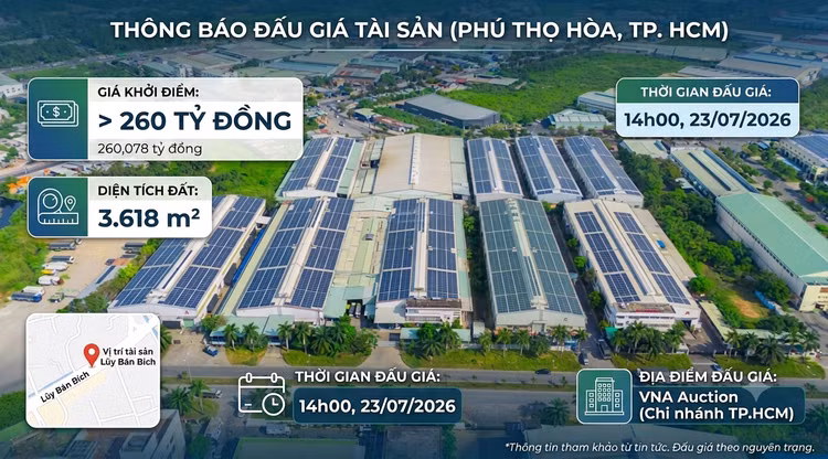 Đấu giá quyền sử dụng đất và nhà xưởng phường Phú Thọ Hòa (TP. HCM). Ảnh minh họa: Internet