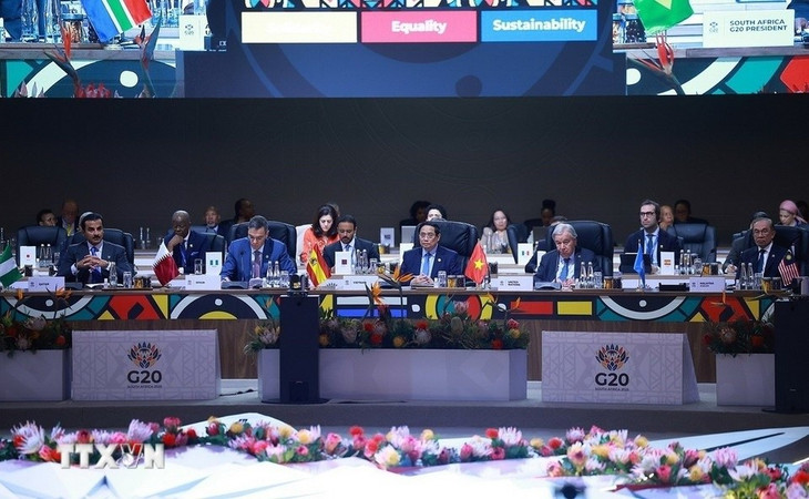 Thủ tướng Phạm Minh Chính tham dự Phiên khai mạc Hội nghị Thượng đỉnh G20 tại Nam Phi. Ảnh: Dương Giang/TTXVN