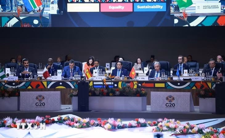 Thủ tướng Phạm Minh Chính tham dự Phiên khai mạc Hội nghị Thượng đỉnh G20 tại Nam Phi. Ảnh: Dương Giang/TTXVN