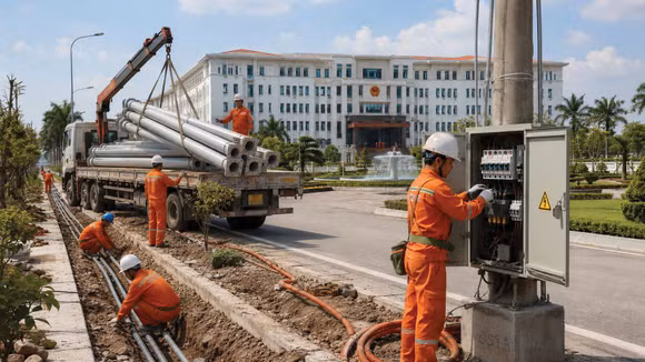 Dự án Xây dựng hệ thống điện chiếu sáng, hệ thống điện trung hạ thế khu U, V, X, Y của Trung tâm hành chính huyện tại Hớn Quản, Đồng Nai đang chờ cấp lại vốn. Ảnh minh họa: Chiếm Khôi