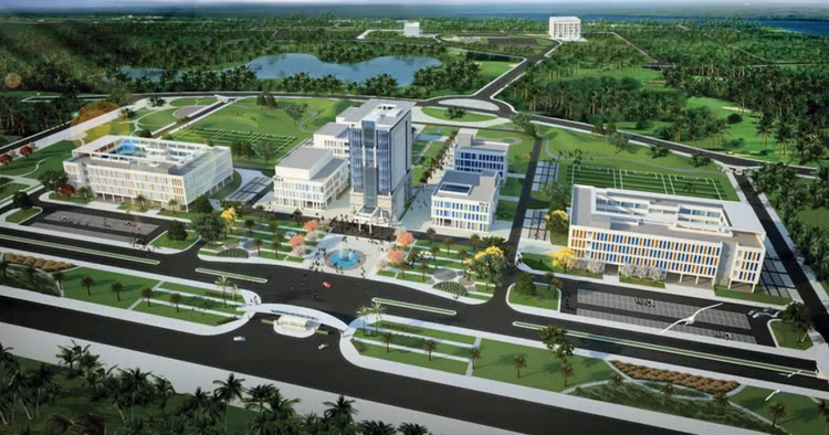 Dự án Xây dựng Trường Đại học Dược Hà Nội ngang tầm khu vực có quy mô hơn 20 ha, với tổng mức đầu tư 1.357,29 tỷ đồng. Ảnh: Thảo Quyên