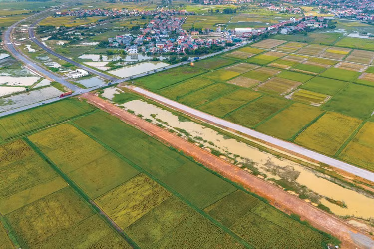 Dự án thành phần 2.3 thuộc Dự án Đầu tư xây dựng đường Vành đai 4 - vùng Thủ đô Hà Nội có 3 gói thầu xây lắp thì chỉ có 1 gói thầu cơ bản đáp ứng tiến độ. Ảnh: Văn Đoan