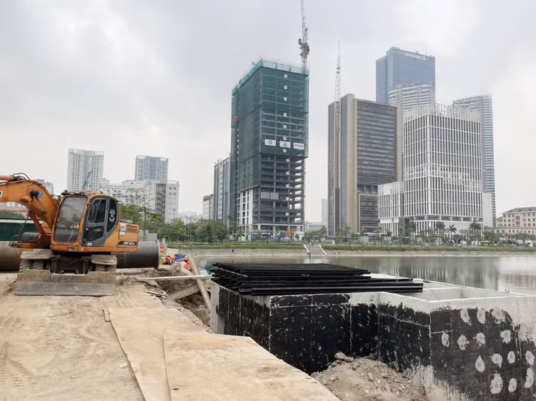 Nhiều hạng mục chính của Gói thầu số 07 thuộc Dự án Xây dựng, lắp đặt bổ sung một số trạm bơm hồ, bể điều tiết, hệ thống đường ống thoát nước lưu Tô Lịch, Tả Nhuệ được thi công đồng bộ