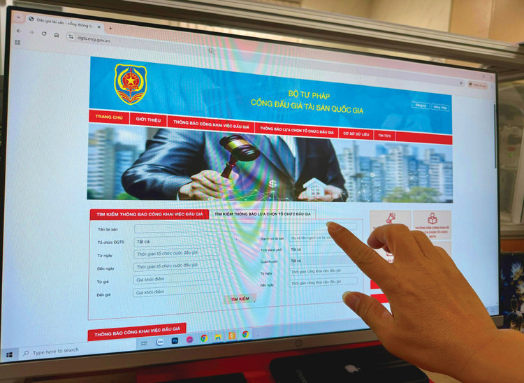 Cổng đấu giá tài sản quốc gia hiện chỉ thực hiện chức năng quản lý, công bố thông tin. Ảnh: Lê Chiến Thắng