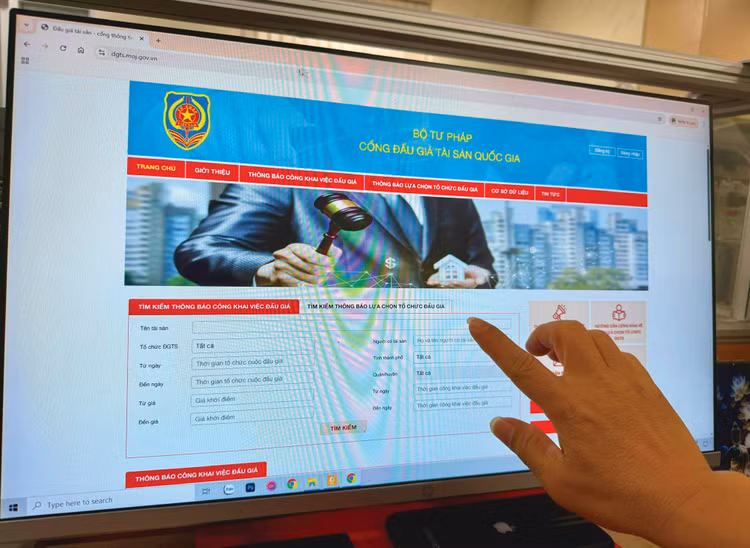 Cổng đấu giá tài sản quốc gia hiện chỉ thực hiện chức năng quản lý, công bố thông tin. Ảnh: Lê Chiến Thắng