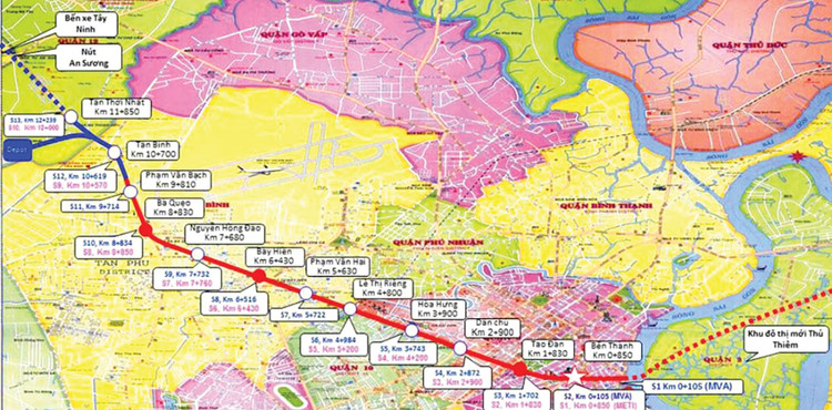 Dự án Metro số 2 (Bến Thành - Tham Lương) có tổng chiều dài 11,3 km với 11 nhà ga. Ảnh: NC st