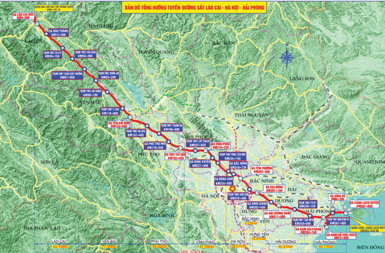 Tổng nhu cầu sử dụng đất của Dự án đường sắt Lào Cai - Hà Nội - Hải Phòng khoảng 2.600 ha. Ảnh: NC st