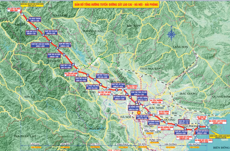 Tổng nhu cầu sử dụng đất của Dự án đường sắt Lào Cai - Hà Nội - Hải Phòng khoảng 2.600 ha. Ảnh: NC st