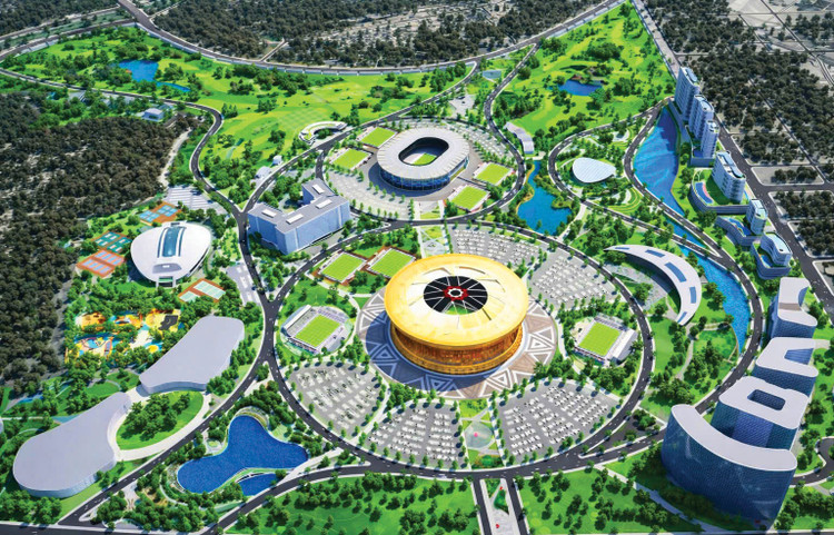 Hàng loạt dự án được khởi công tại Hà Nội cuối năm 2025, trong đó có những công trình siêu lớn như Khu đô thị thể thao Olympic (925.000 tỷ đồng), Trục đại lộ cảnh quan sông Hồng (khoảng 855.000 tỷ đồng). Ảnh: Phúc An