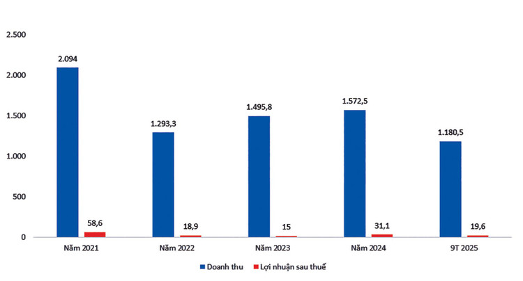 Kết quả kinh doanh của CTIN - Nguồn: Báo cáo tài chính của CTIN, đơn vị tính: tỷ đồng