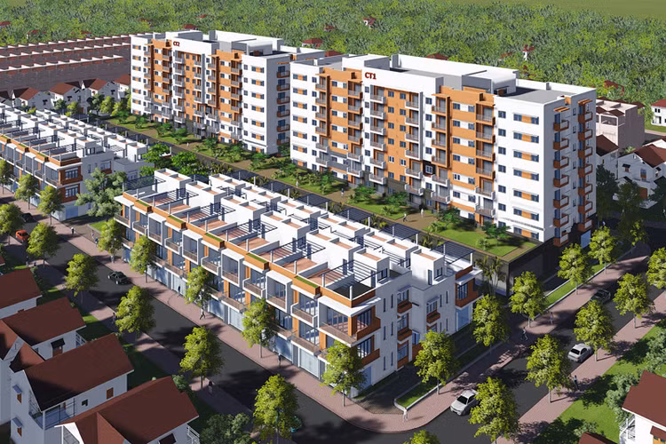 Phối cảnh Dự án Khu nhà ở xã hội thuộc quỹ đất của Khu dân cư dịch vụ và quỹ đất đấu giá tạo vốn xây dựng cơ sở hạ tầng phường Đình Bảng. Ảnh internet