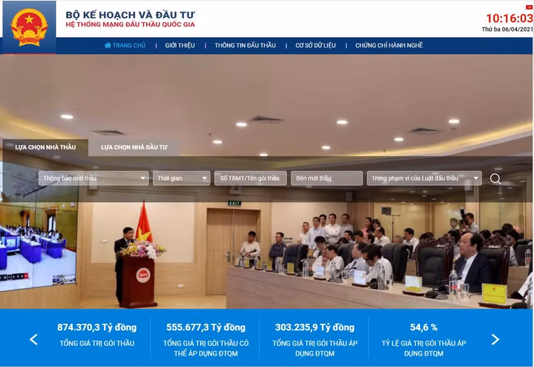 Thiết kế mới của Hệ thống mạng đấu thầu quốc gia trên trình duyệt Chrome