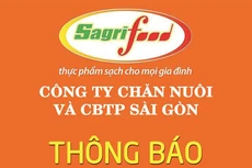 Công ty Chăn nuôi và Chế biến thực phẩm Sài Gòn (Sagrifood) thông báo mời chào giá