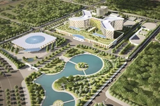 Phối cảnh tổng thể phương án kiến trúc Bệnh viện Ung Bướu Nghệ An giai đoạn 2 đạt giải Nhất