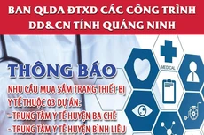 Ban QLDA ĐTXD các công trình dân dụng và công nghiệp tỉnh Quảng Ninh thông báo nhu cầu mua sắm TTBYT
