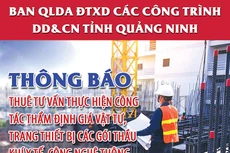 Ban QLDA ĐTXD các công trình dân dụng và công nghiệp tỉnh Quảng Ninh thông báo thuê tư vấn thẩm định giá