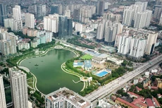 Khoảng 95% khối lượng công việc của Dự án Công viên hồ điều hòa Nhân Chính đã được hoàn thành, đưa vào sử dụng từ tháng 9/2018. Ảnh: Lê Tiên