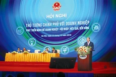 Thủ tướng Nguyễn Xuân Phúc cho rằng, sự lớn mạnh của doanh nghiệp không thể thiếu vai trò của Nhà nước. Ảnh: Lê Tiên