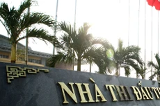 Gói thầu số 11 Thi công xây lắp thuộc Dự án Nhà thi đấu đa năng thành phố Châu Đốc (An Giang) áp dụng hình thức đấu thầu rộng rãi trong nước. Ảnh: Nhã Chi