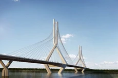 Phối cảnh cầu Tứ Liên qua sông Hồng