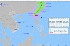 Hướng đi của cơn bão. Ảnh: Trung tâm Dự báo Khí tượng Thủy văn Quốc gia