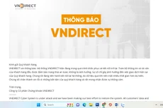 Đến chiều tối 25/3, website của VNDirect vẫn chưa đăng nhập và treo Thông báo của VNDirect