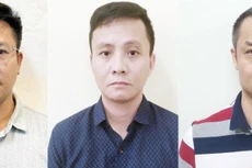 Bị can (từ trái qua phải) Đoàn Ngọc Phương, Cao Đại Nghĩa, Khương Thanh Tùng.