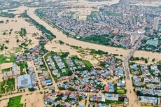 Thái Nguyên ngập sâu trong biển nước do ảnh hưởng của bão số 3