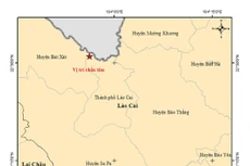Vị trí xảy ra động đất tại Lào Cai. Ảnh: Viện vật lý địa cầu