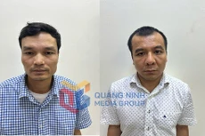Từ trái qua phải là các bị can: Tặng, Tiến, Huy và Chuẩn.