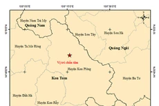 Vị trí xảy ra trận động đất mạnh 4.2 độ ở Kon Tum vào đêm 8/8.