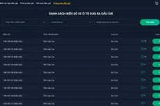 Danh sách biển số xe đưa ra đấu giá